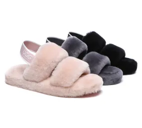 AUSTRALIAN SHEPHERD® UGG Women Double Strap Slingback Fluffy Slides Lonnie