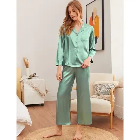 Women's Pajamas Loungewear Bathrobes Dressing Robes Home Wear Trousers Long Sleeve Suit Solid Color