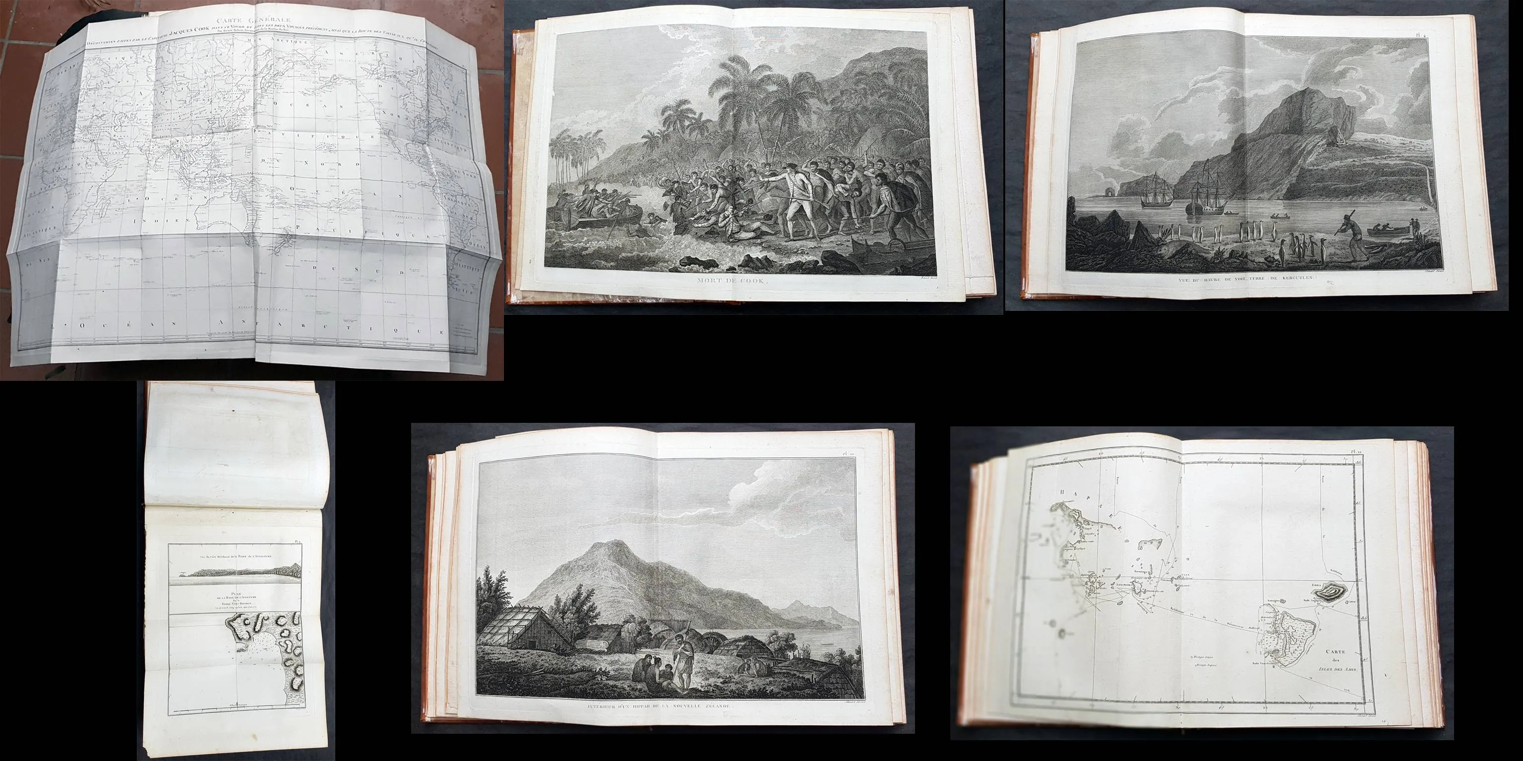 1774, 1777 & 1785 Capt James Cook 3 Atlas Volumes 1st Editions 204 Maps & Prints