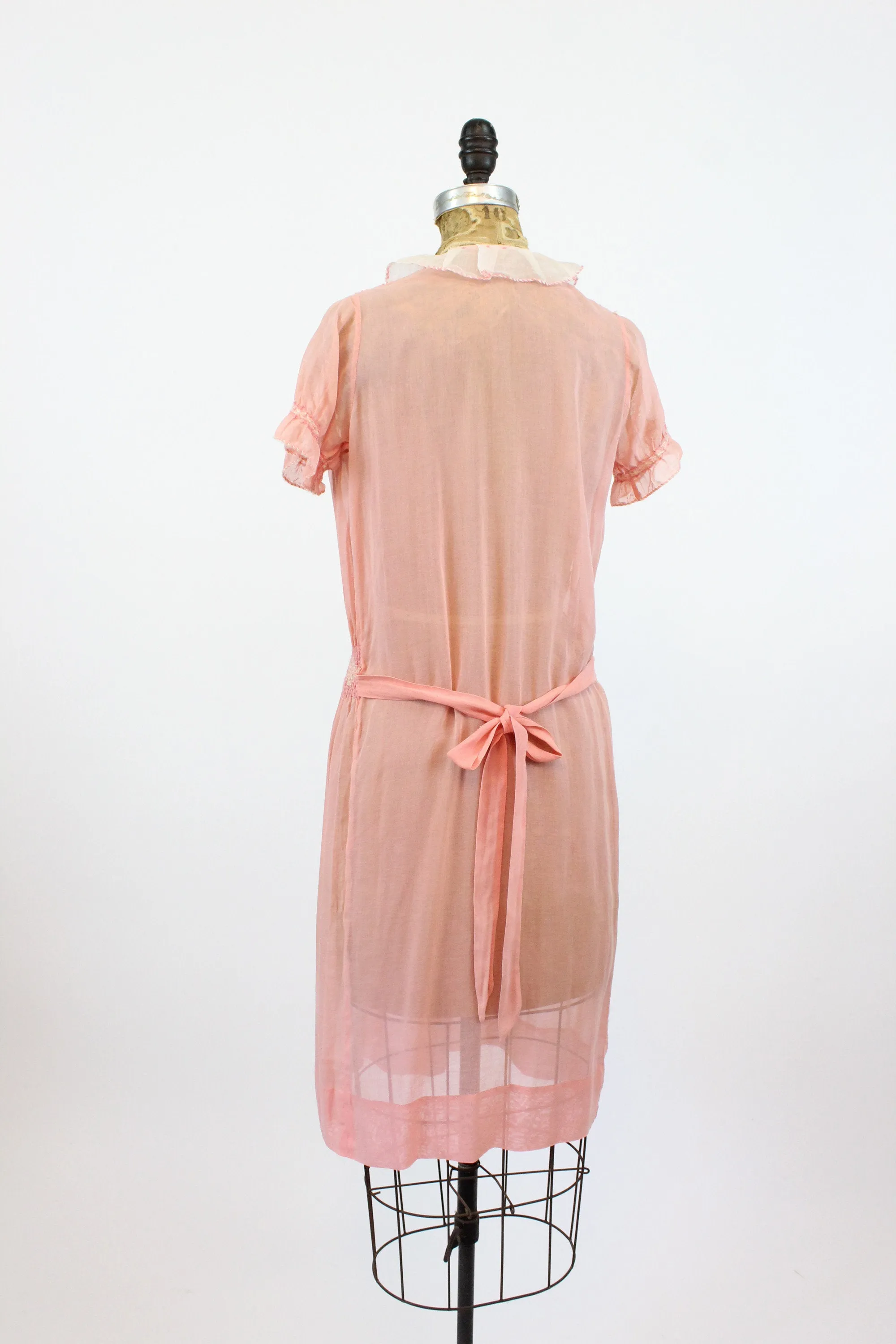 1920s cotton day dress smocked xs small | new spring