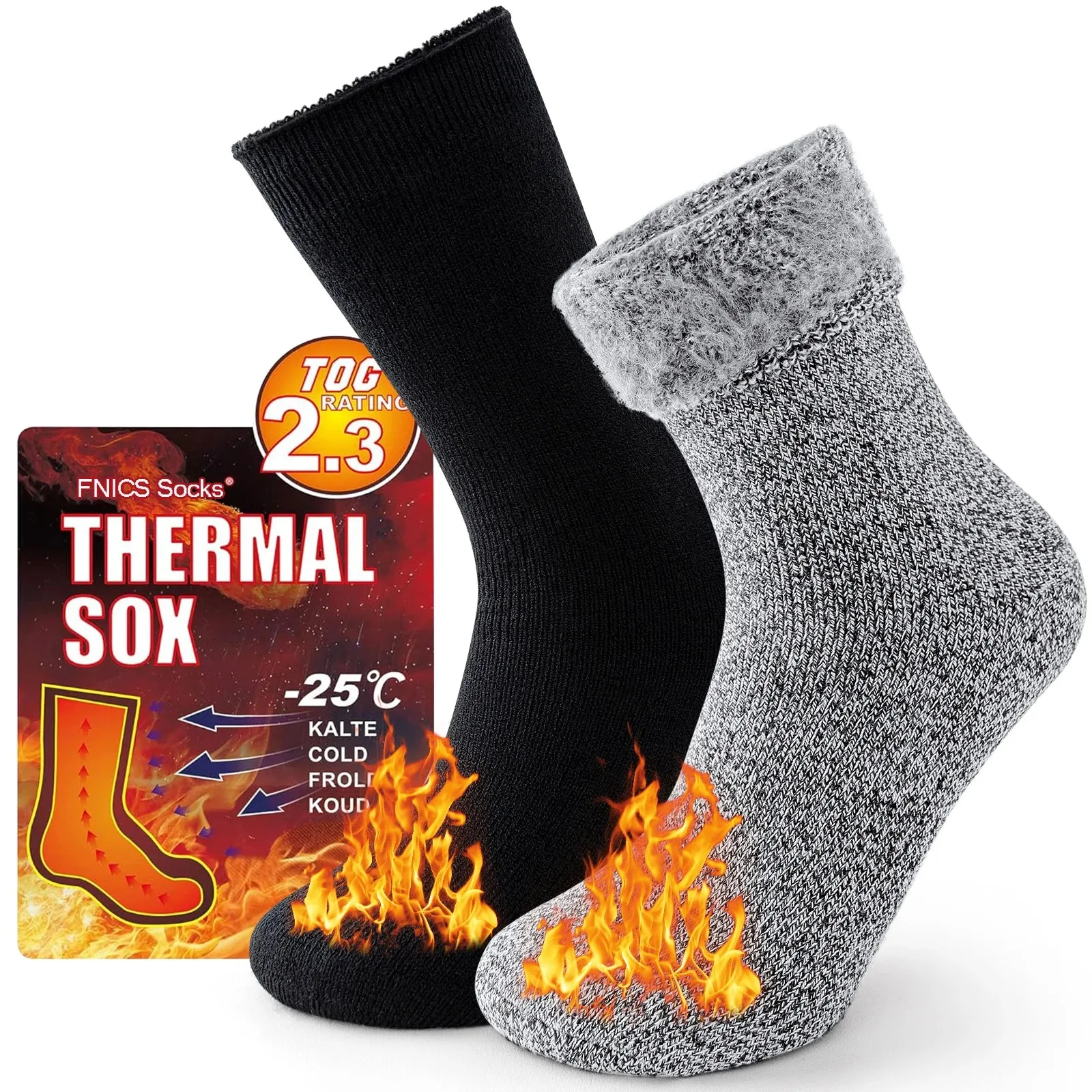 2 Pairs Winter thick Thermal Ski Snowboard Hiking Socks