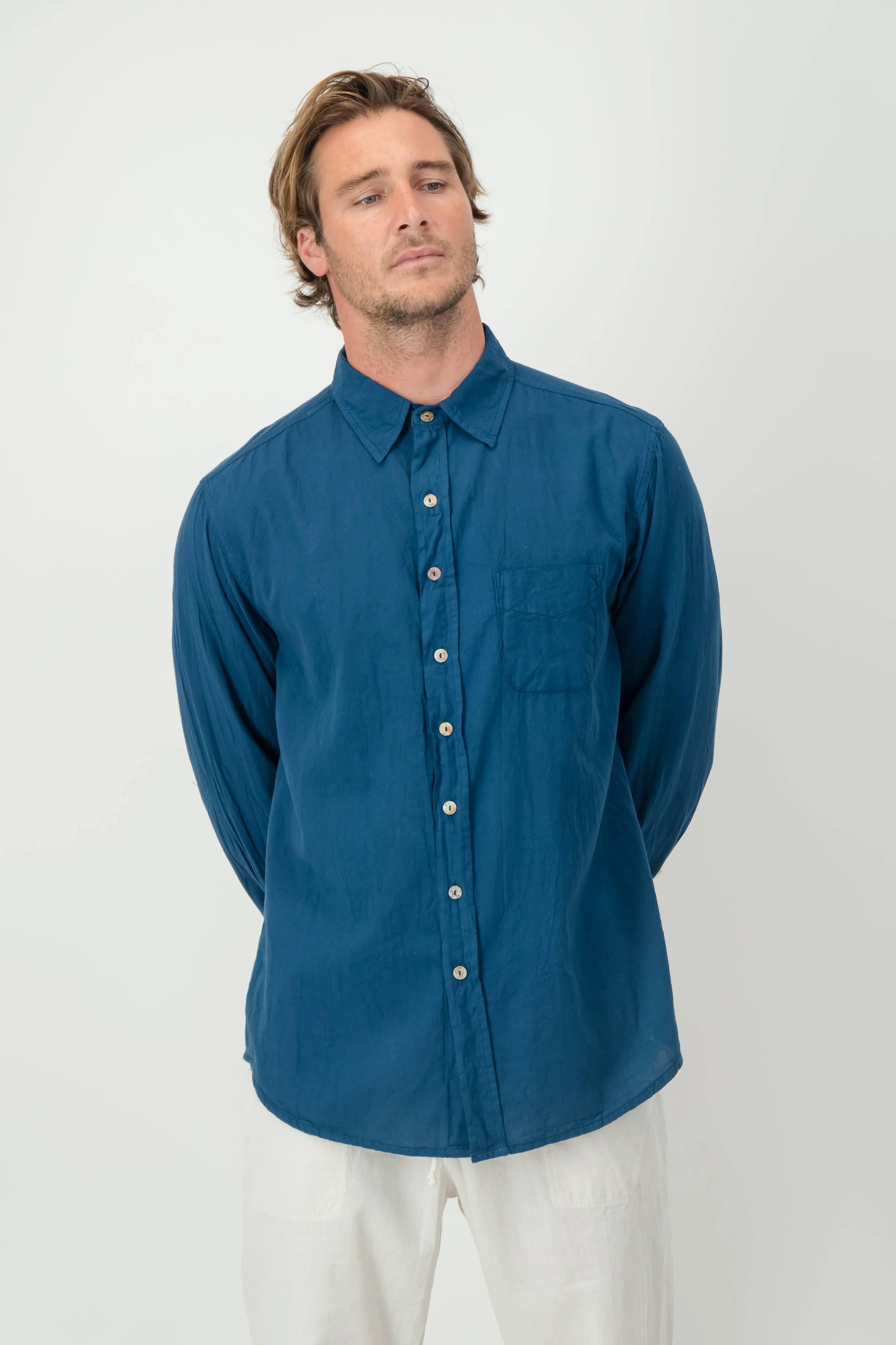 Adam Cotton Mandarin Collar Shirt