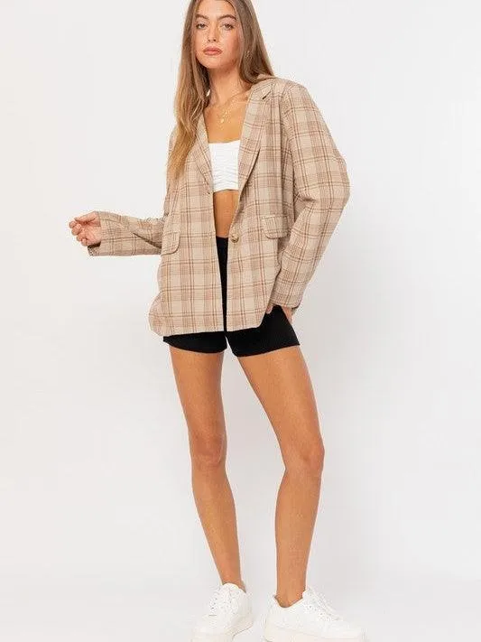 Add a Little Plaid Oversized Blazer Jacket