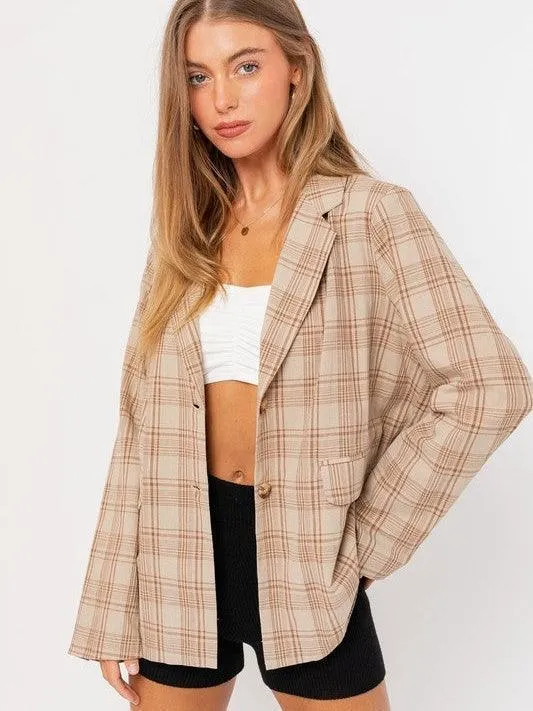 Add a Little Plaid Oversized Blazer Jacket