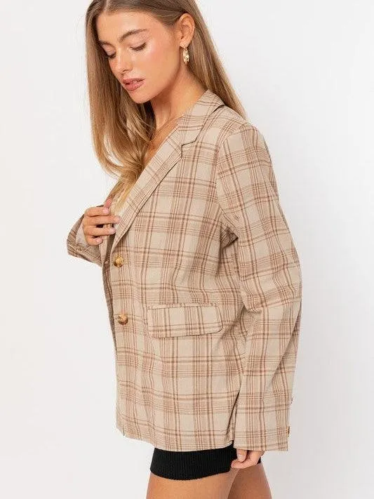 Add a Little Plaid Oversized Blazer Jacket