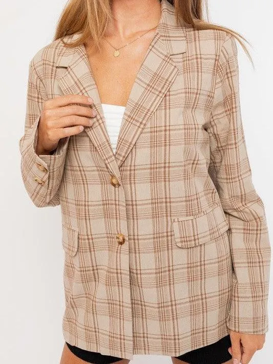 Add a Little Plaid Oversized Blazer Jacket