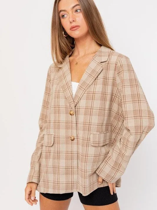 Add a Little Plaid Oversized Blazer Jacket