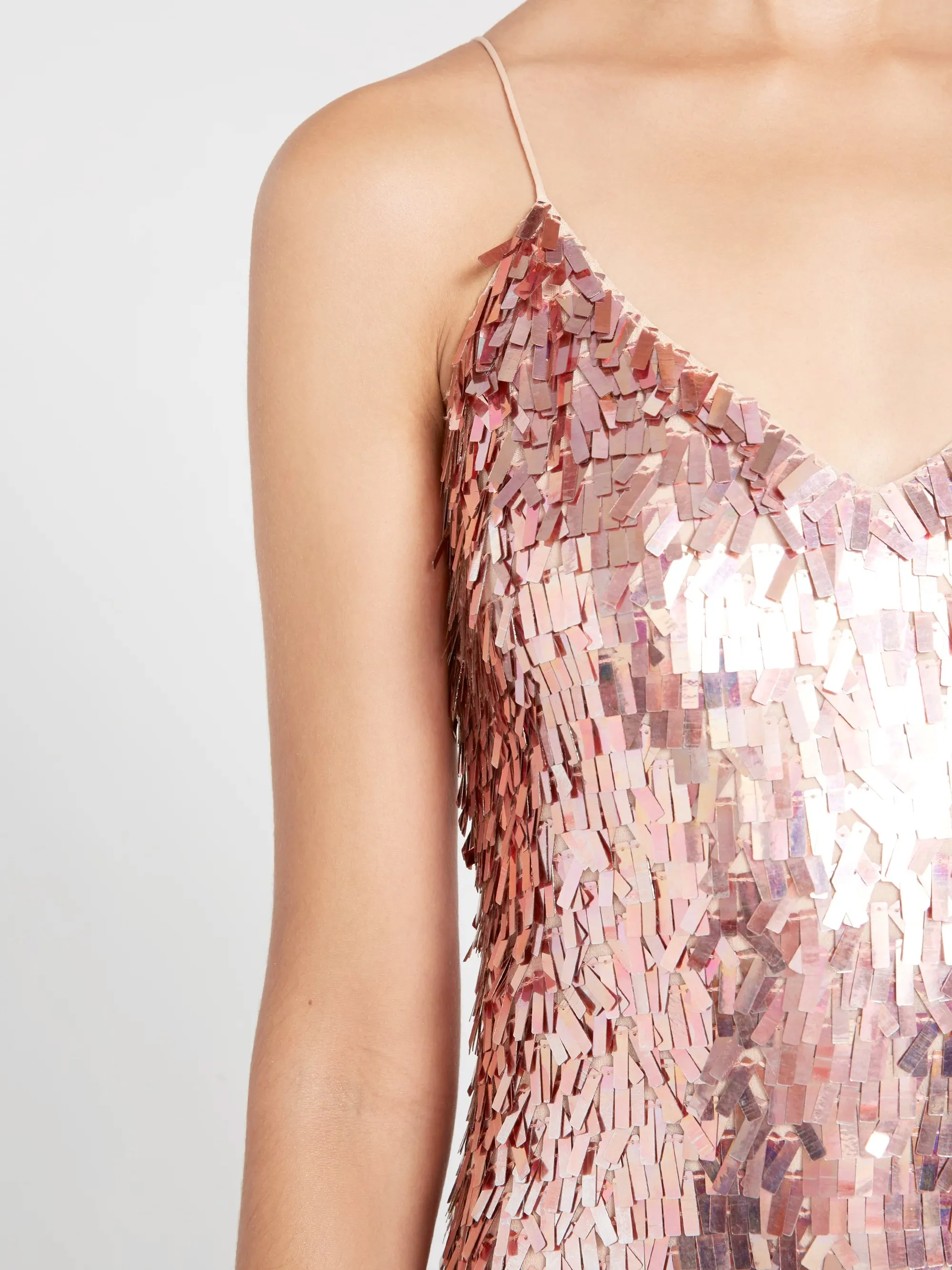 Alice   Olivia - Contessa Embellished V Neck Dress in Iridescent Pink