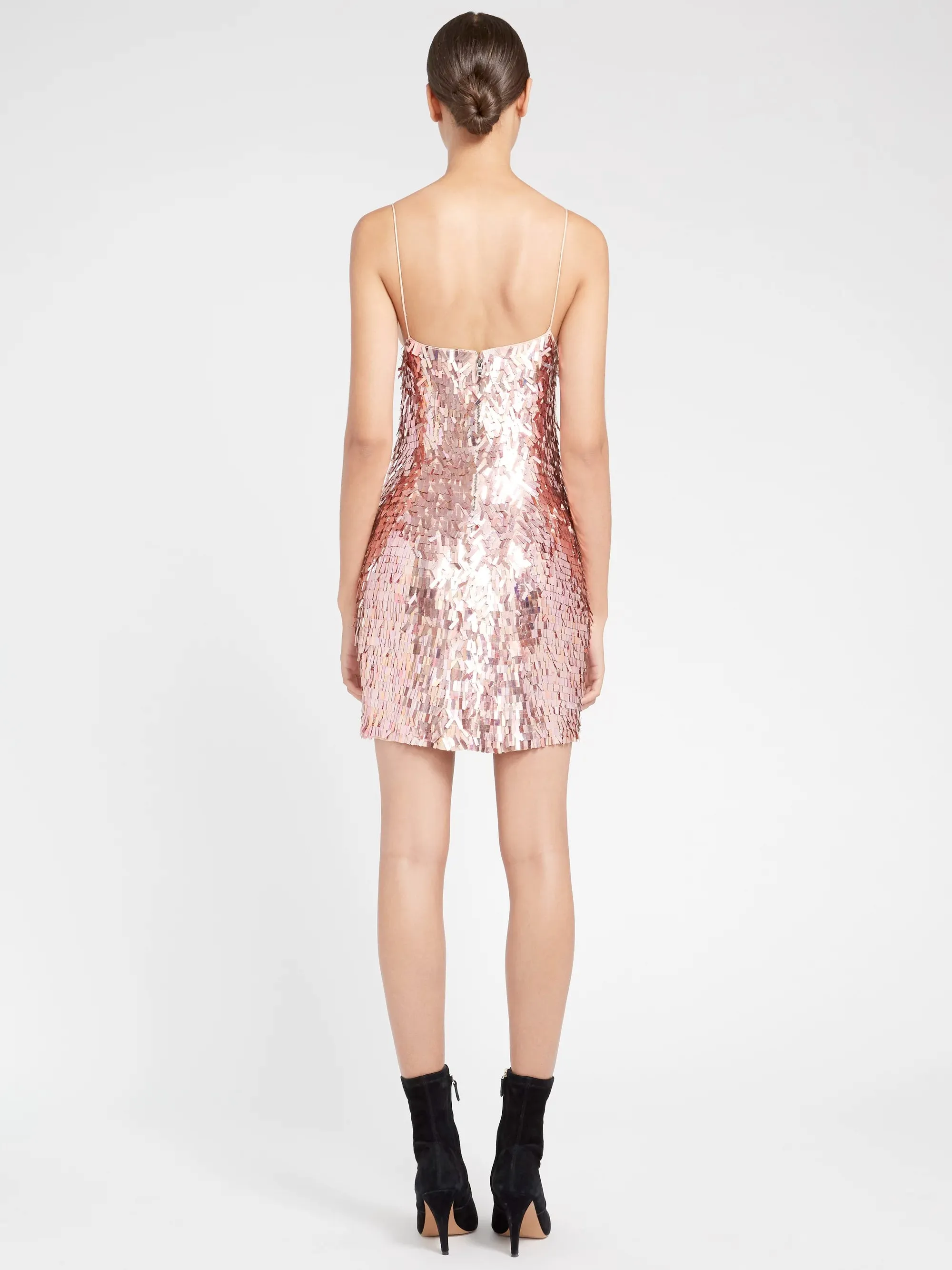 Alice   Olivia - Contessa Embellished V Neck Dress in Iridescent Pink