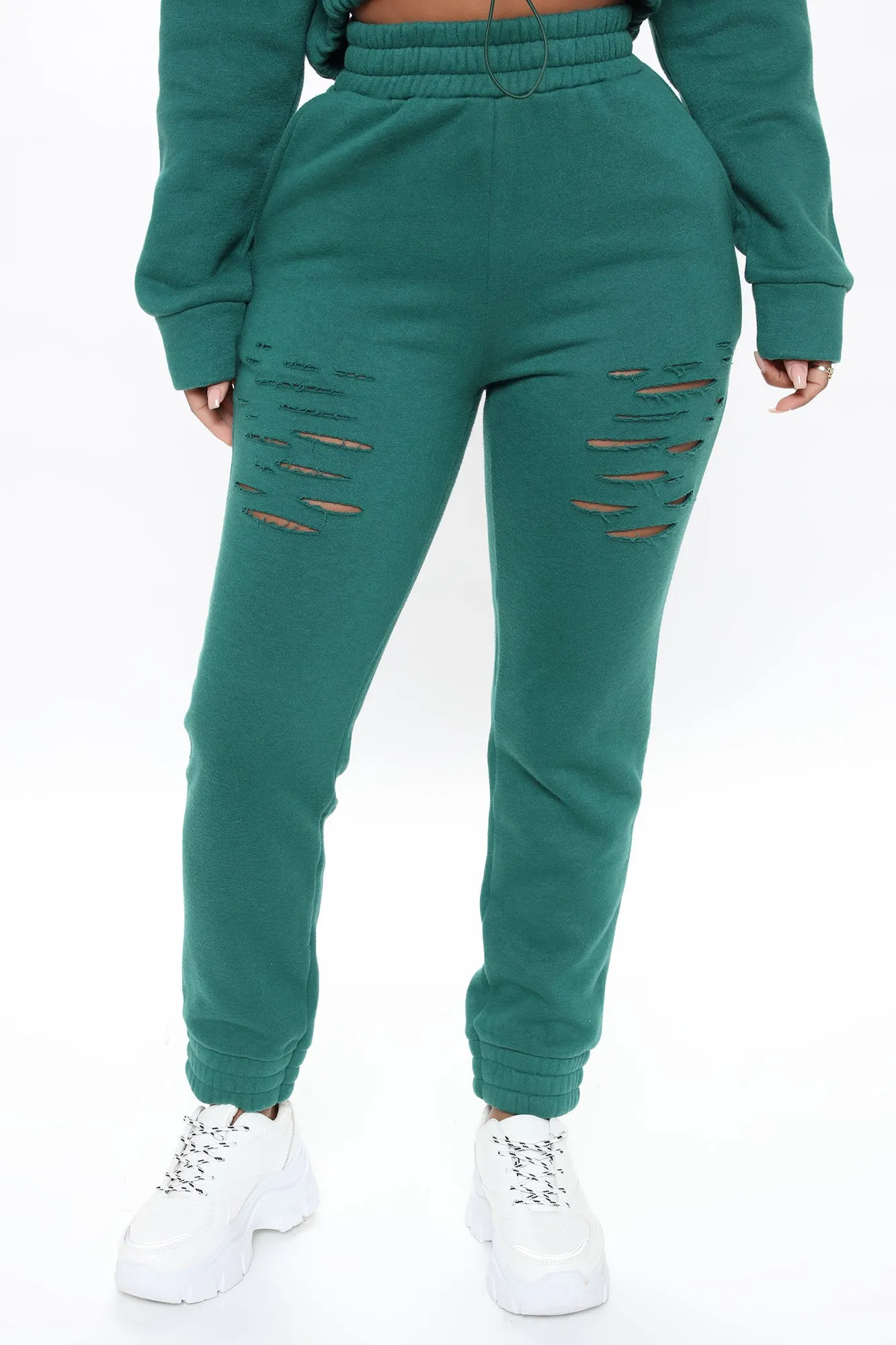 All Chills Distressed Fleece Jogger - Jade