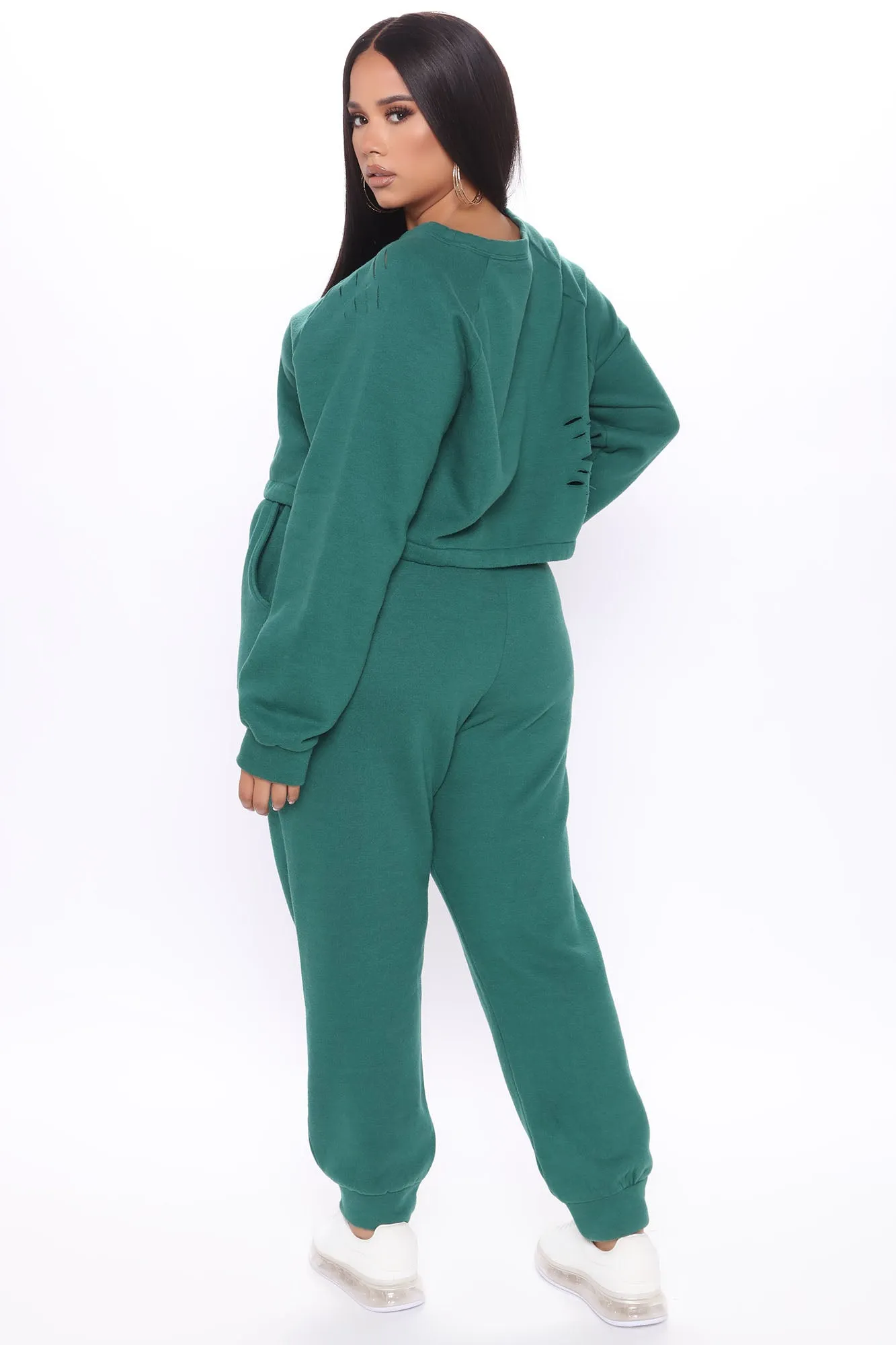 All Chills Distressed Fleece Jogger - Jade