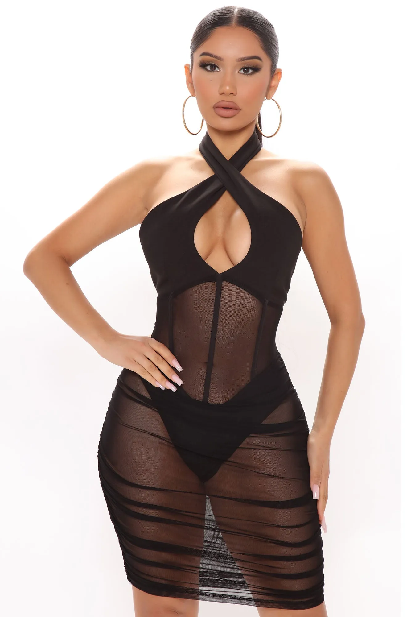 Always Icy Mesh Mini Dress - Black