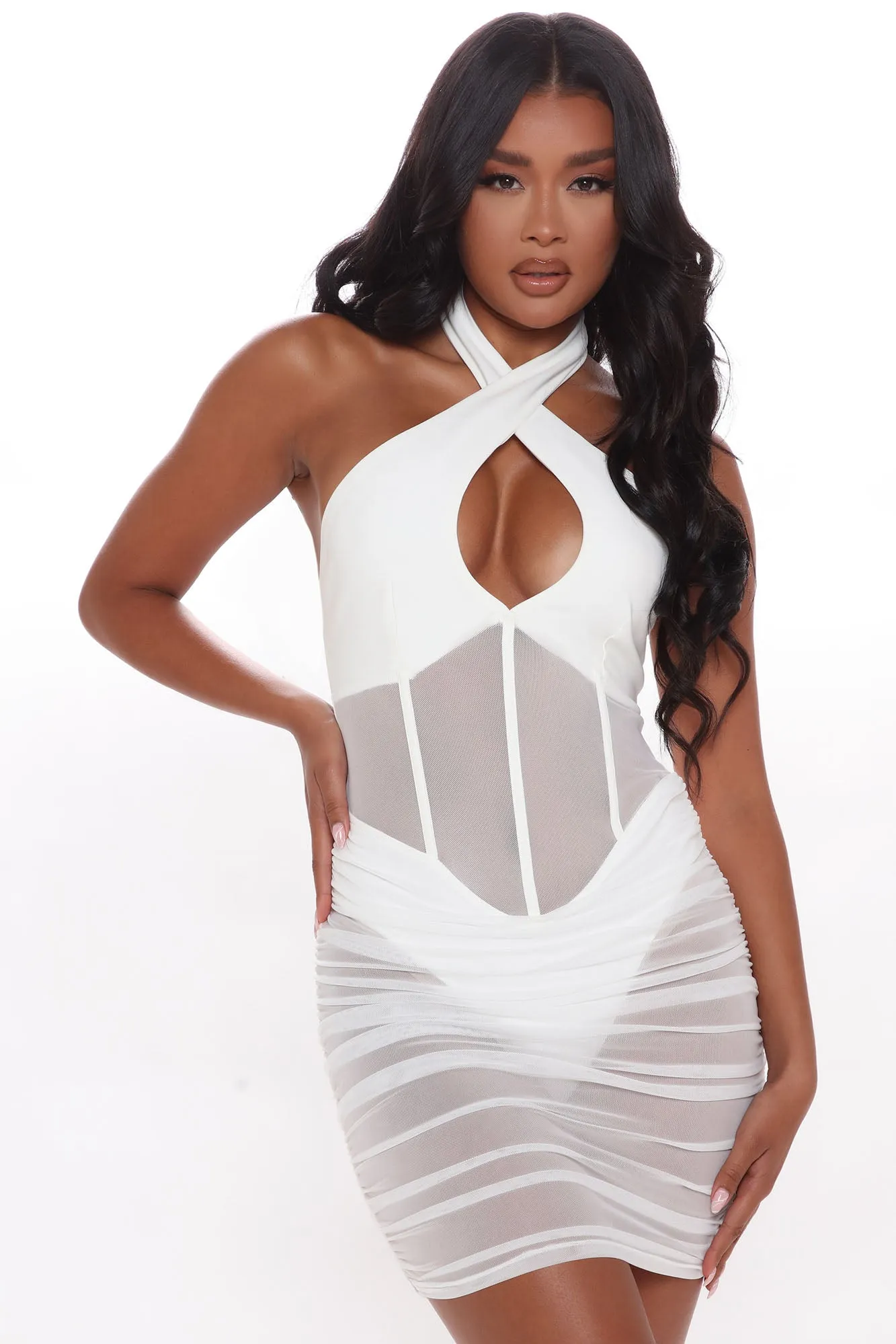 Always Icy Mesh Mini Dress - White