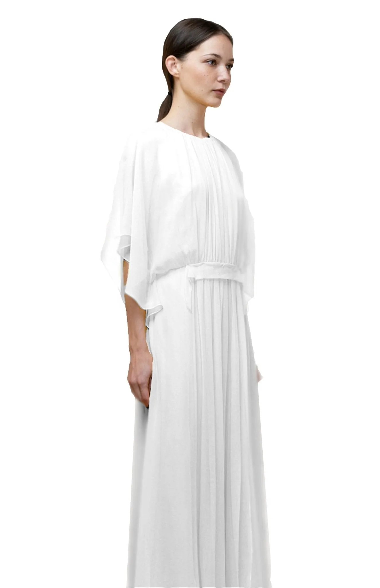 Aphrodite | Cape Sleeve Long Silk Dress