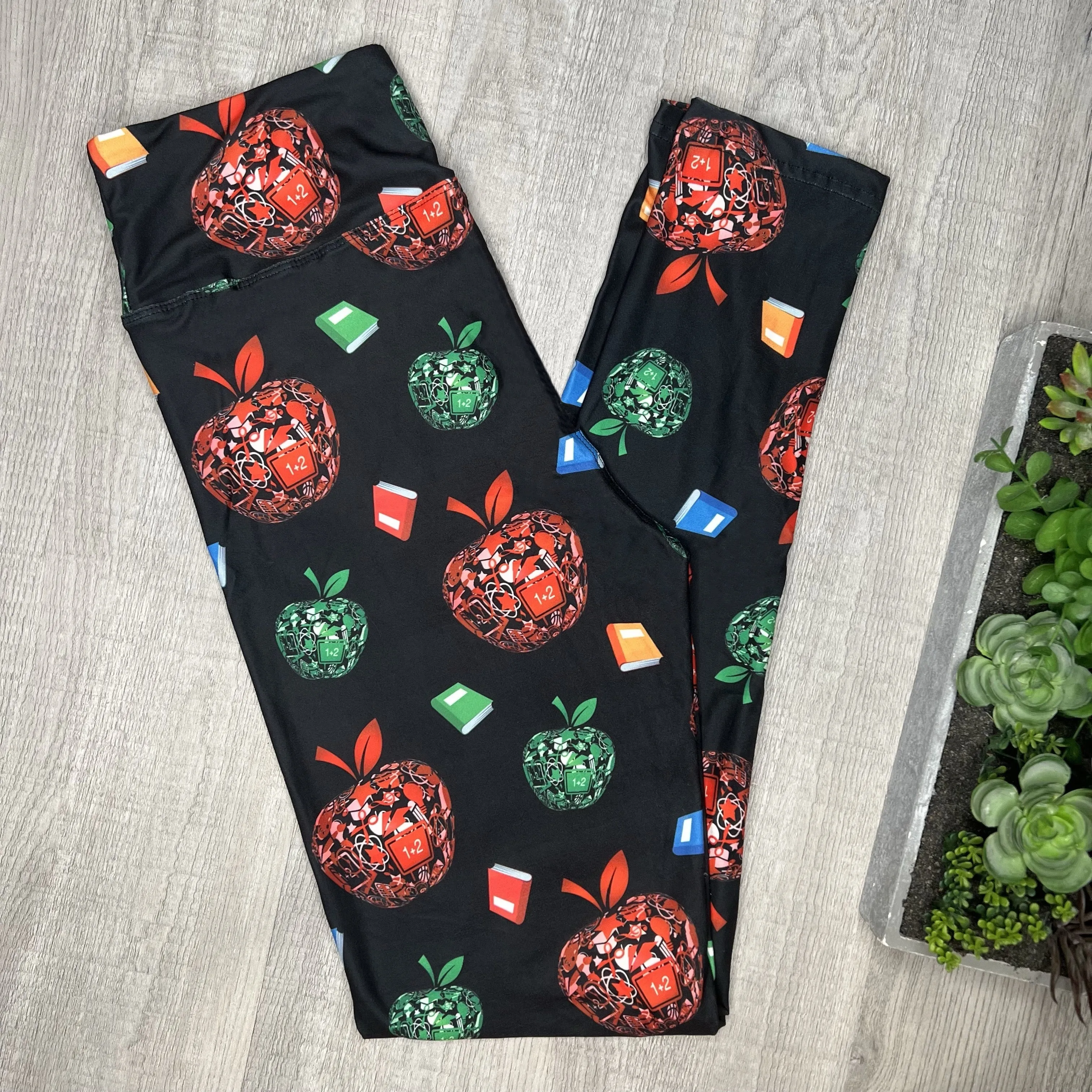 Apple For The Teacher Print Leggings