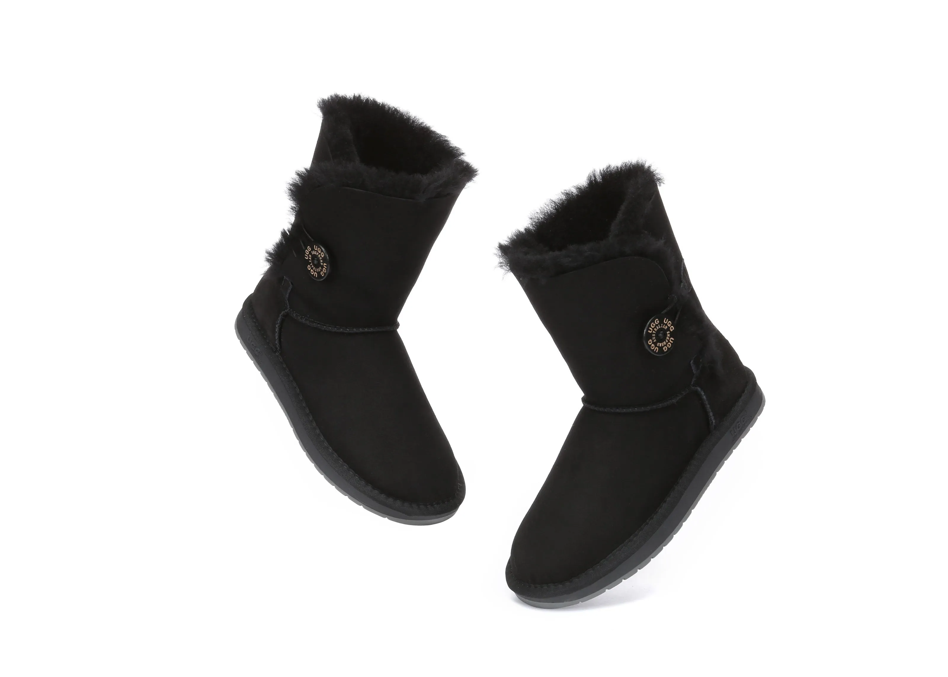 Australian Premium Double Face Sheepskin Short Button Water Resistant Boots