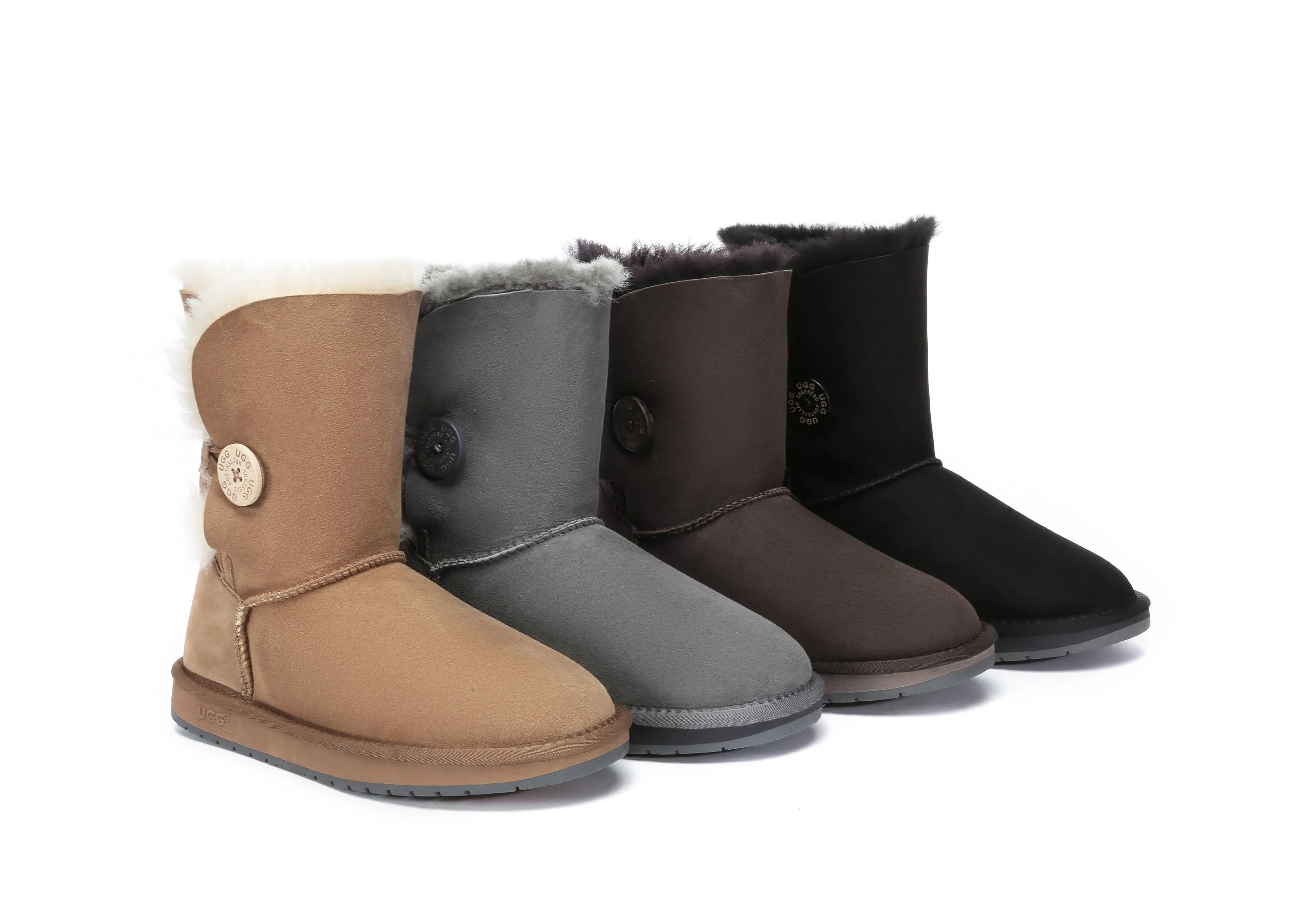 Australian Premium Double Face Sheepskin Short Button Water Resistant Boots