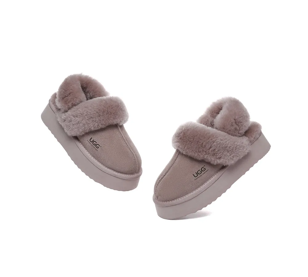 AUSTRALIAN SHEPHERD® 3-Way Style UGG Women Slippers Removable Wool Strap Slingback Platform Musa