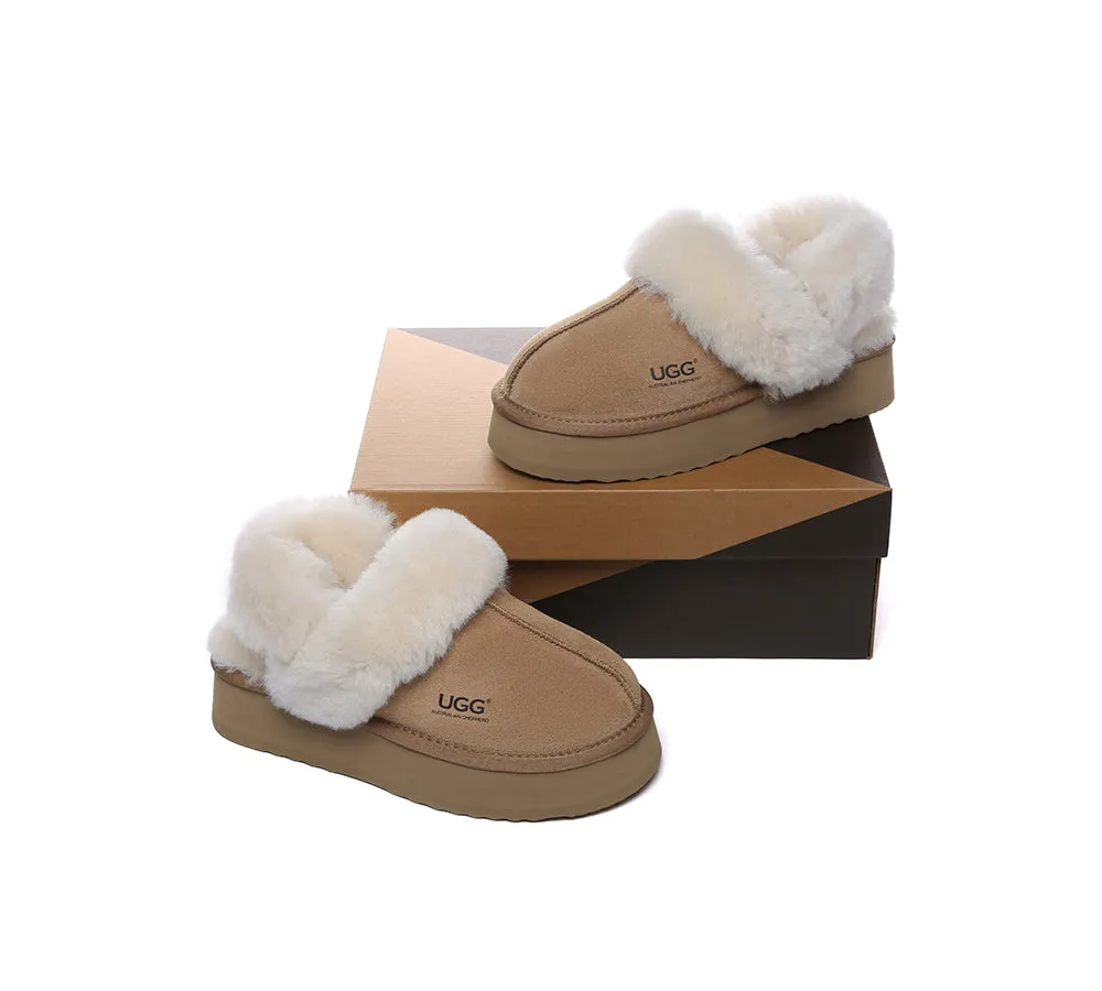 AUSTRALIAN SHEPHERD® 3-Way Style UGG Women Slippers Removable Wool Strap Slingback Platform Musa