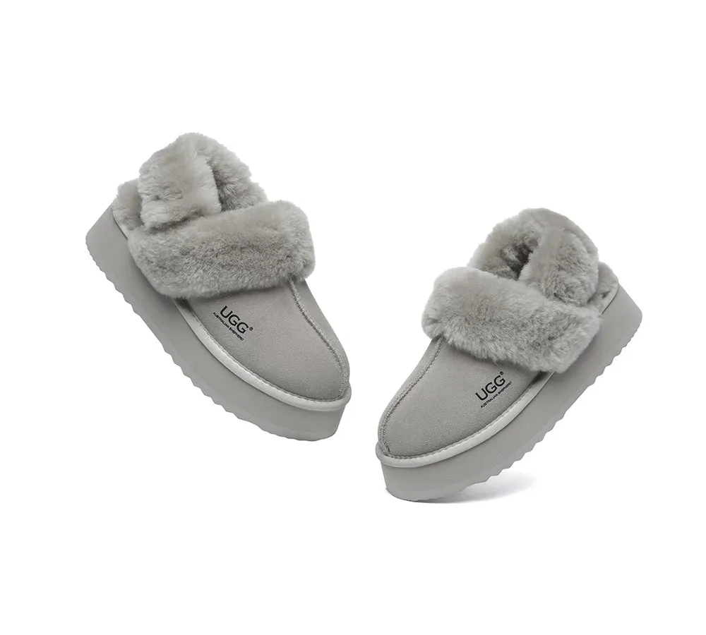 AUSTRALIAN SHEPHERD® 3-Way Style UGG Women Slippers Removable Wool Strap Slingback Platform Musa