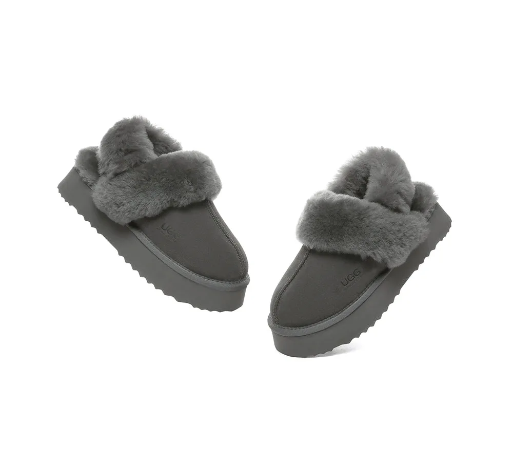 AUSTRALIAN SHEPHERD® 3-Way Style UGG Women Slippers Removable Wool Strap Slingback Platform Musa