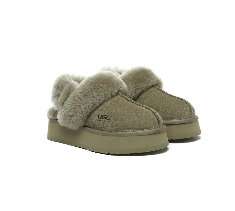 AUSTRALIAN SHEPHERD® 3-Way Style UGG Women Slippers Removable Wool Strap Slingback Platform Musa