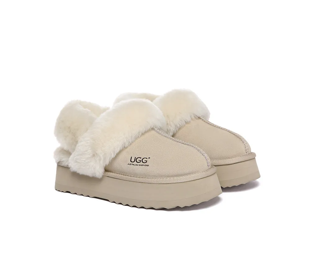 AUSTRALIAN SHEPHERD® 3-Way Style UGG Women Slippers Removable Wool Strap Slingback Platform Musa