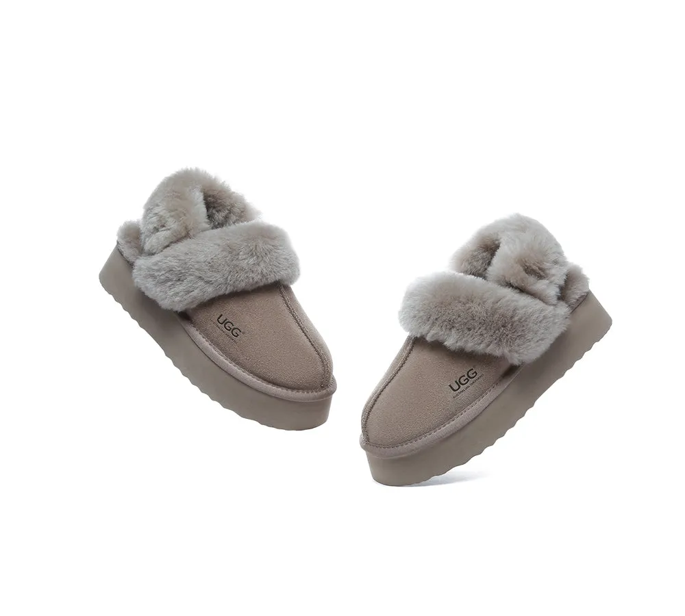 AUSTRALIAN SHEPHERD® 3-Way Style UGG Women Slippers Removable Wool Strap Slingback Platform Musa