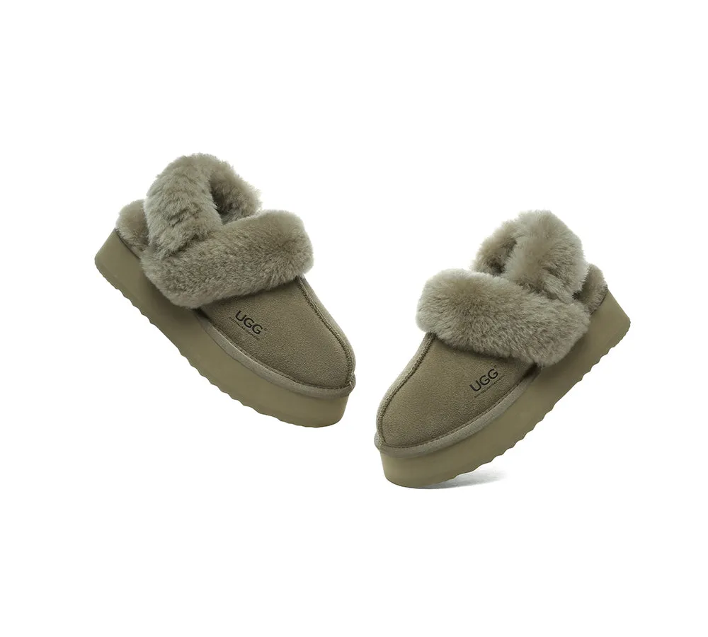 AUSTRALIAN SHEPHERD® 3-Way Style UGG Women Slippers Removable Wool Strap Slingback Platform Musa