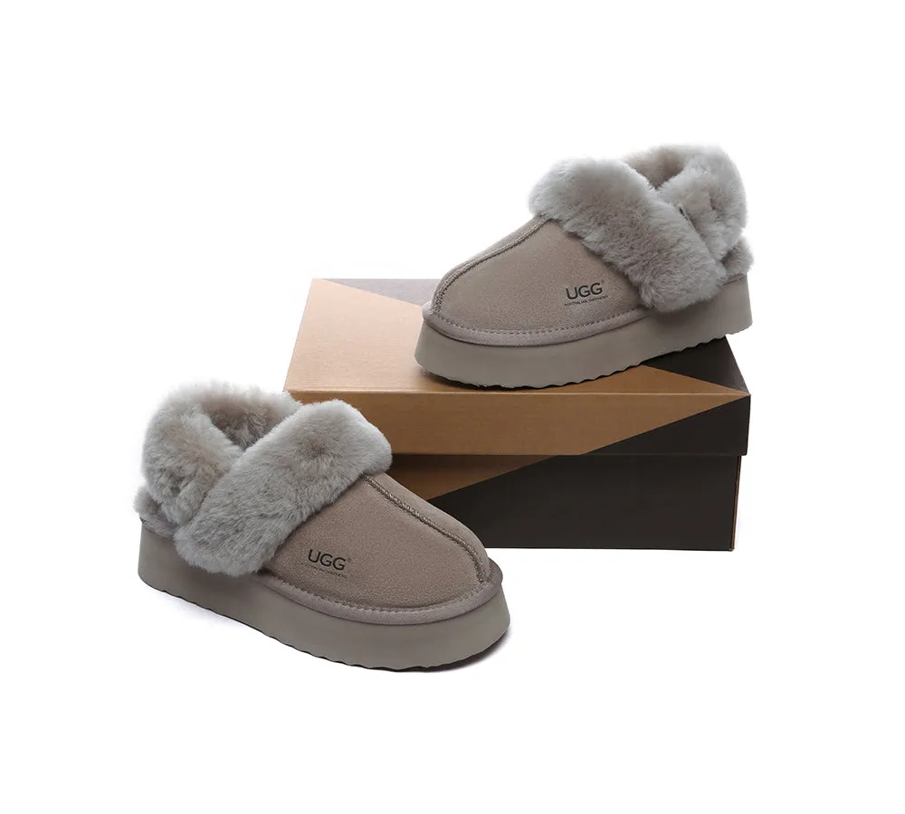 AUSTRALIAN SHEPHERD® 3-Way Style UGG Women Slippers Removable Wool Strap Slingback Platform Musa