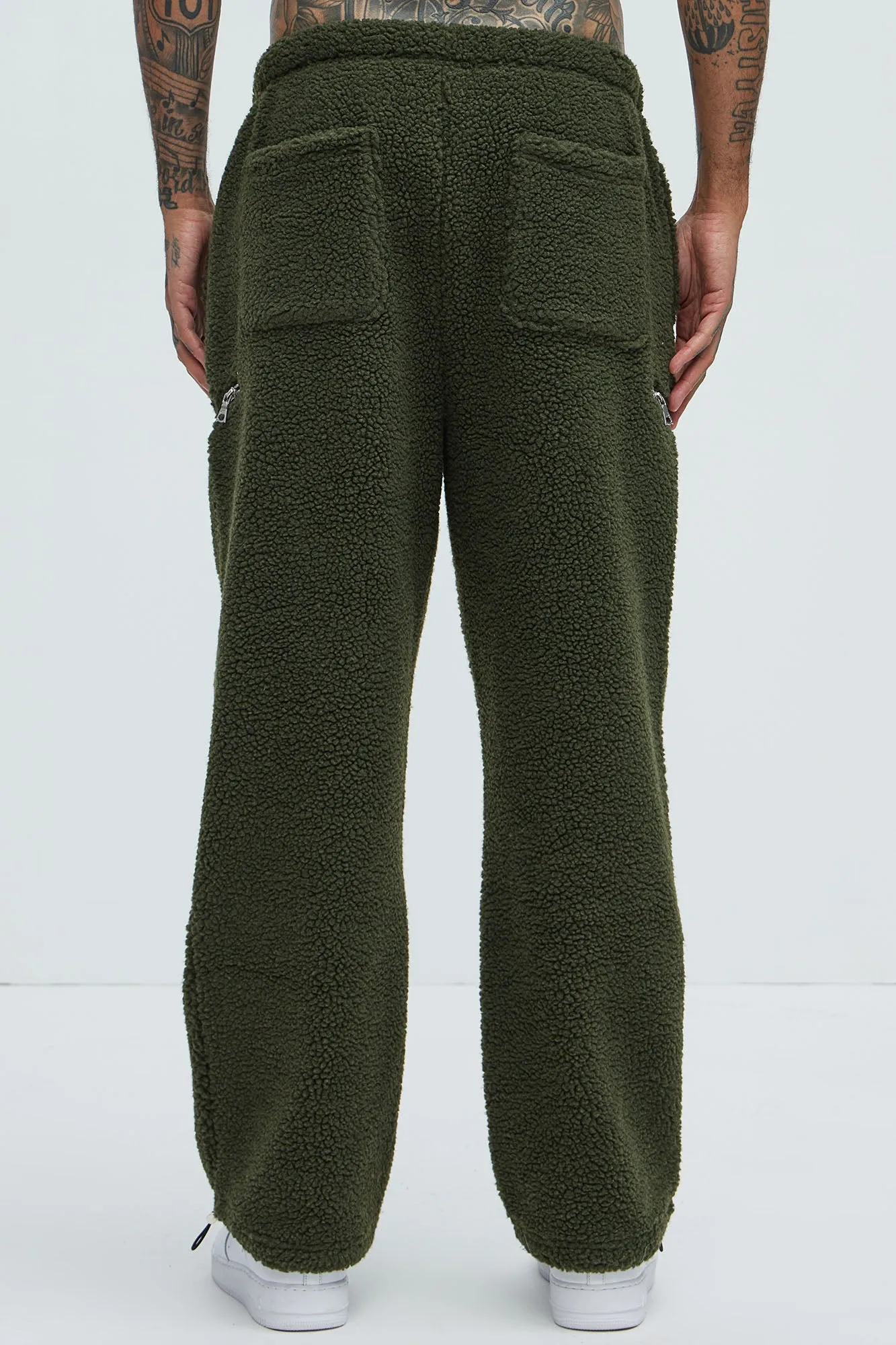 Axel Polar Fleece Zip Straight Sweatpants - Olive