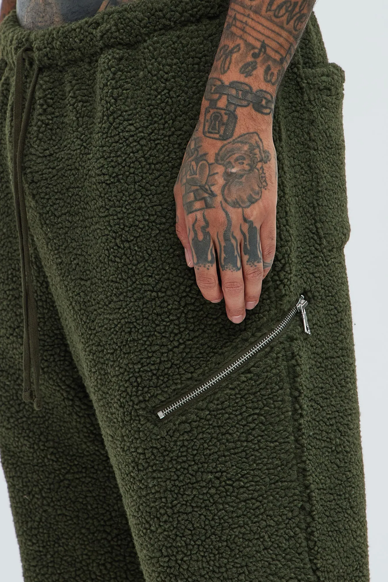 Axel Polar Fleece Zip Straight Sweatpants - Olive