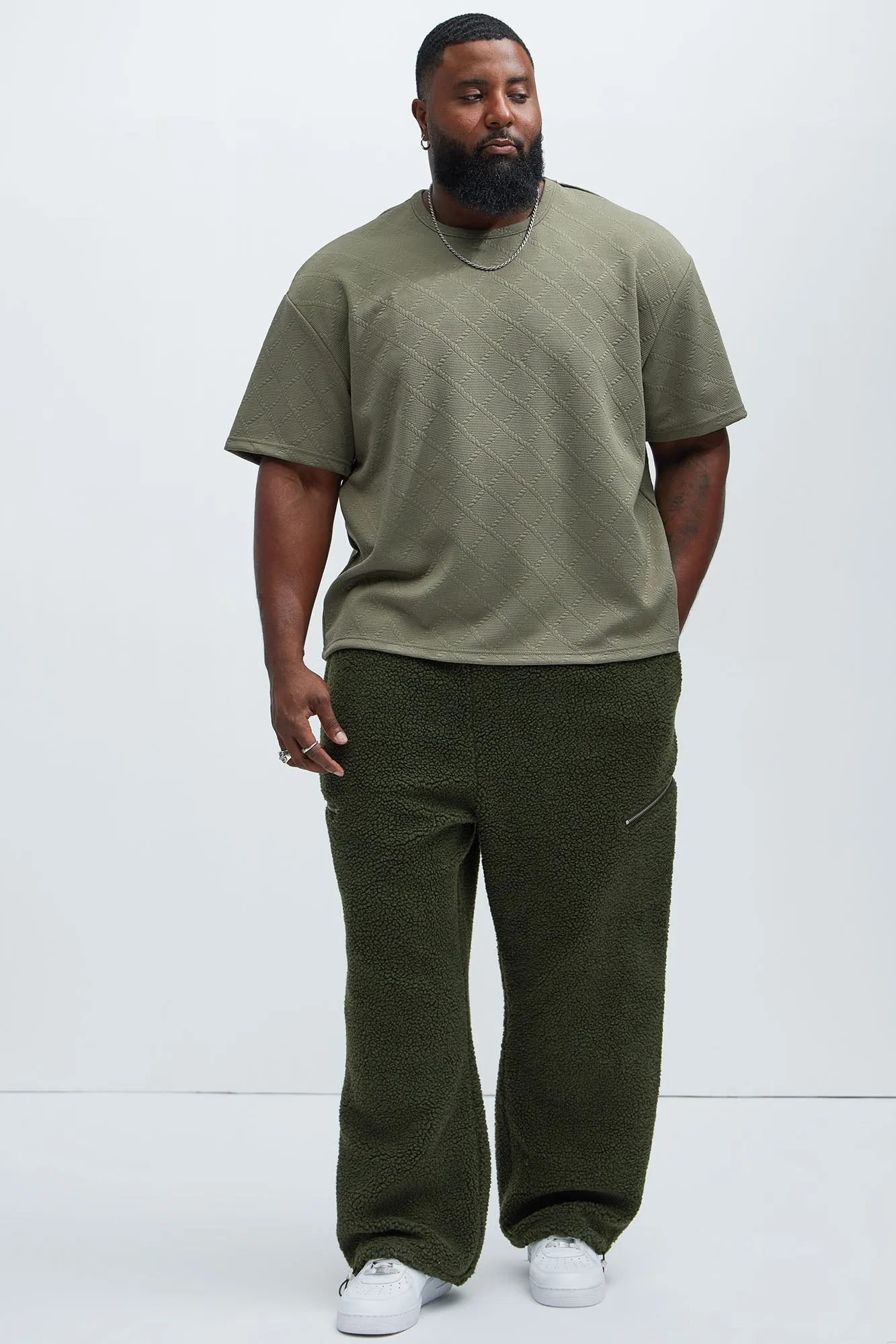 Axel Polar Fleece Zip Straight Sweatpants - Olive