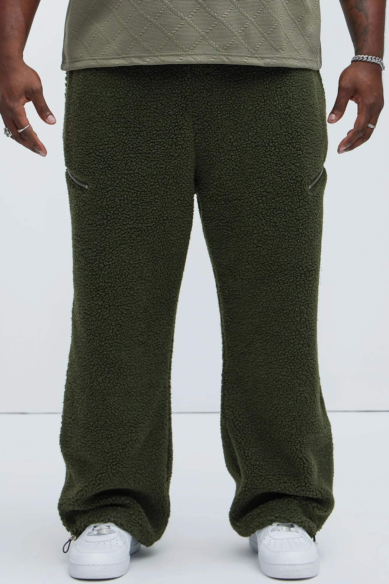 Axel Polar Fleece Zip Straight Sweatpants - Olive