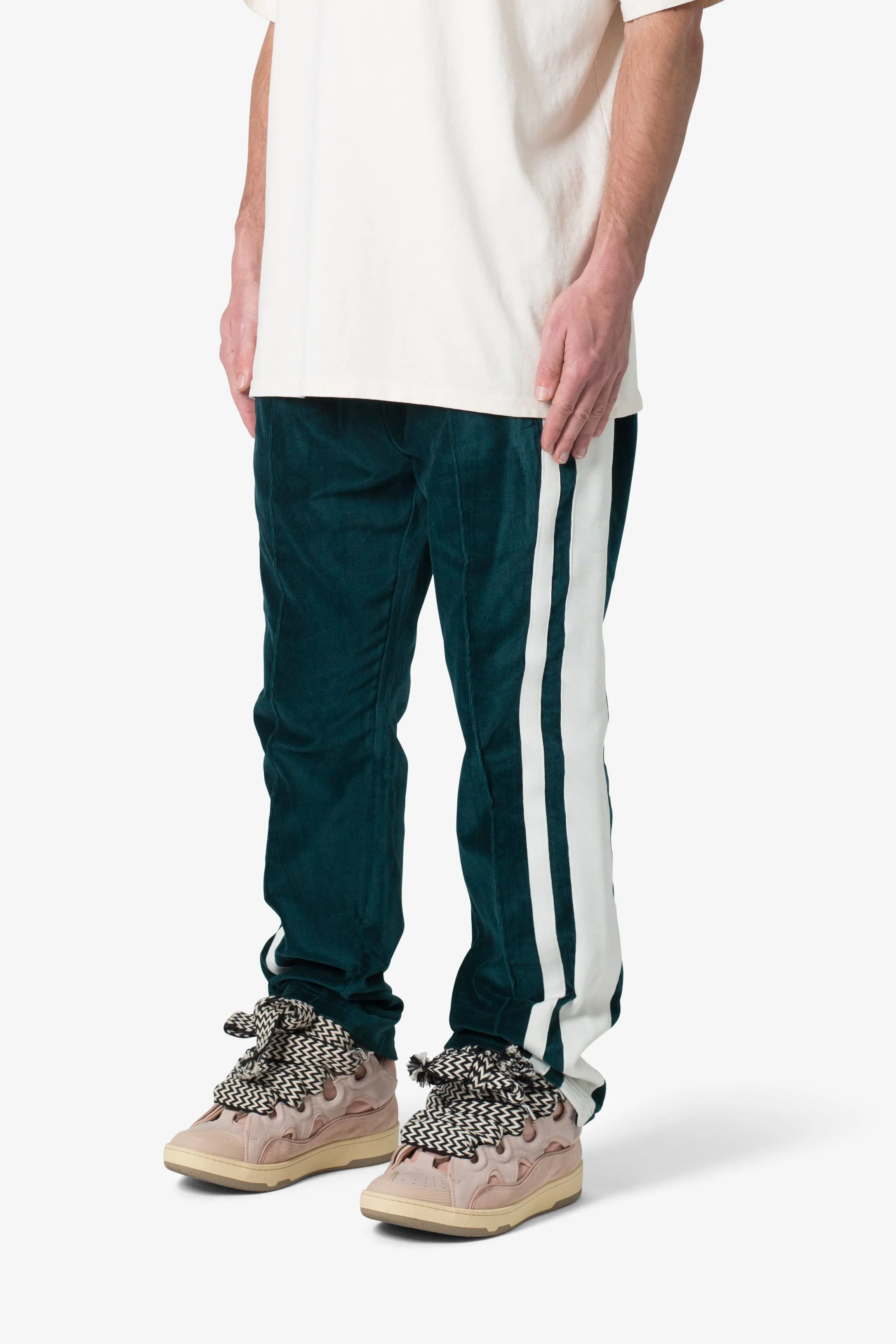 Baggy Velour Track Pants - Green