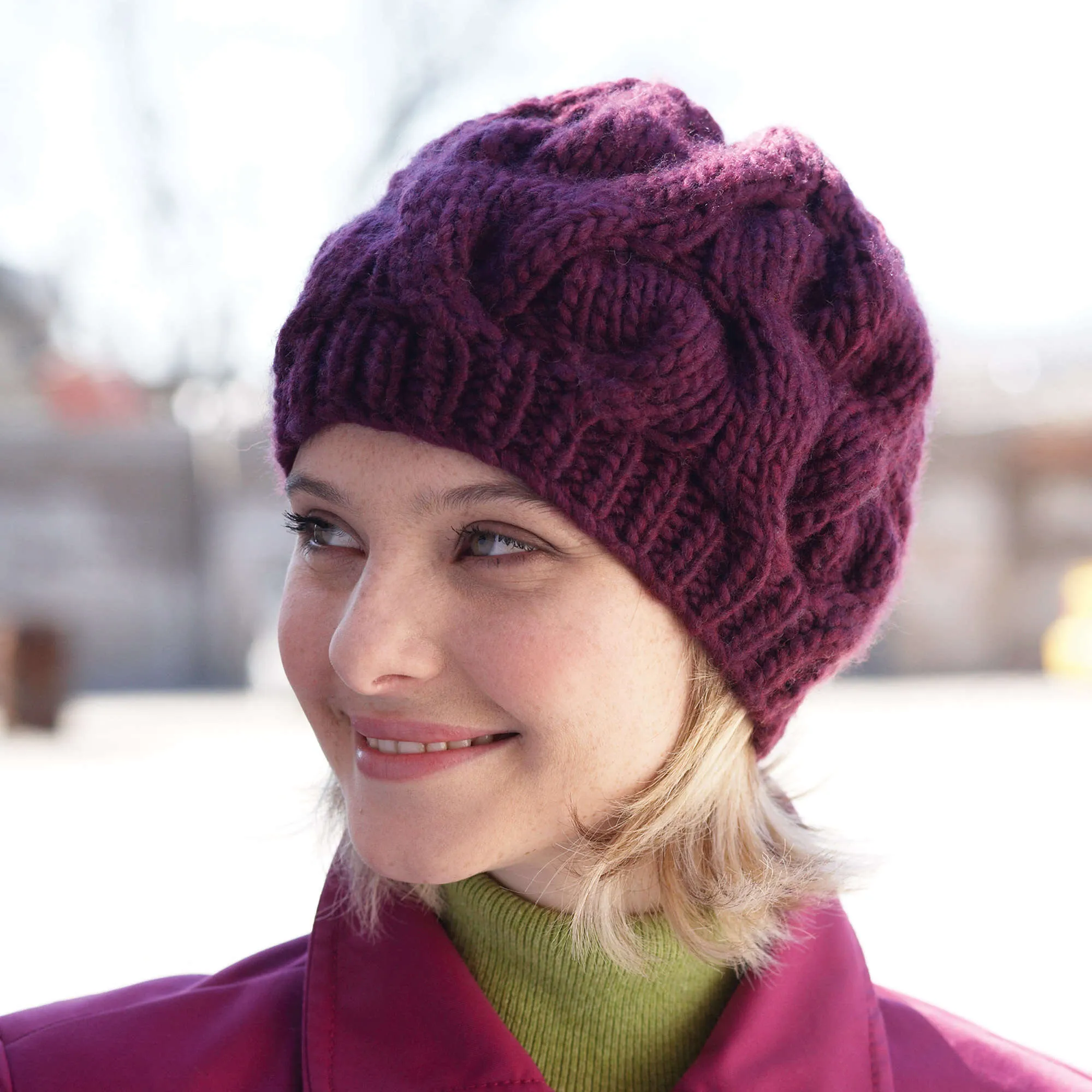 Bernat Roving Knit Cable Hat