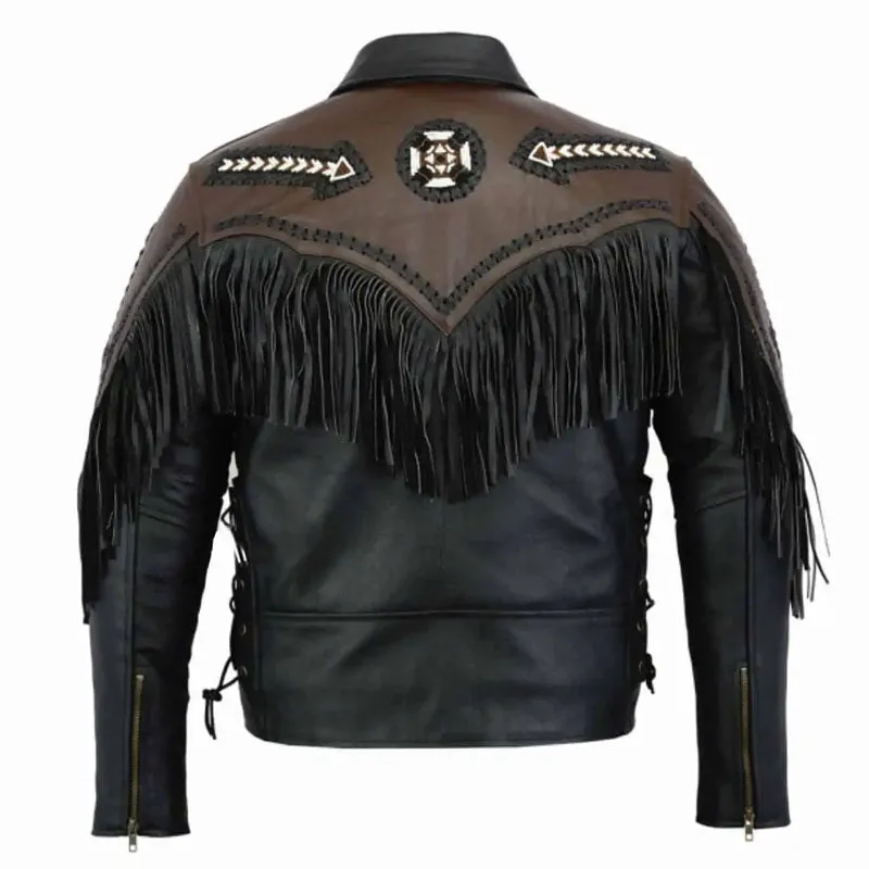 Best Style Leathery Men's Fashion Western Motorbike Jacket Black