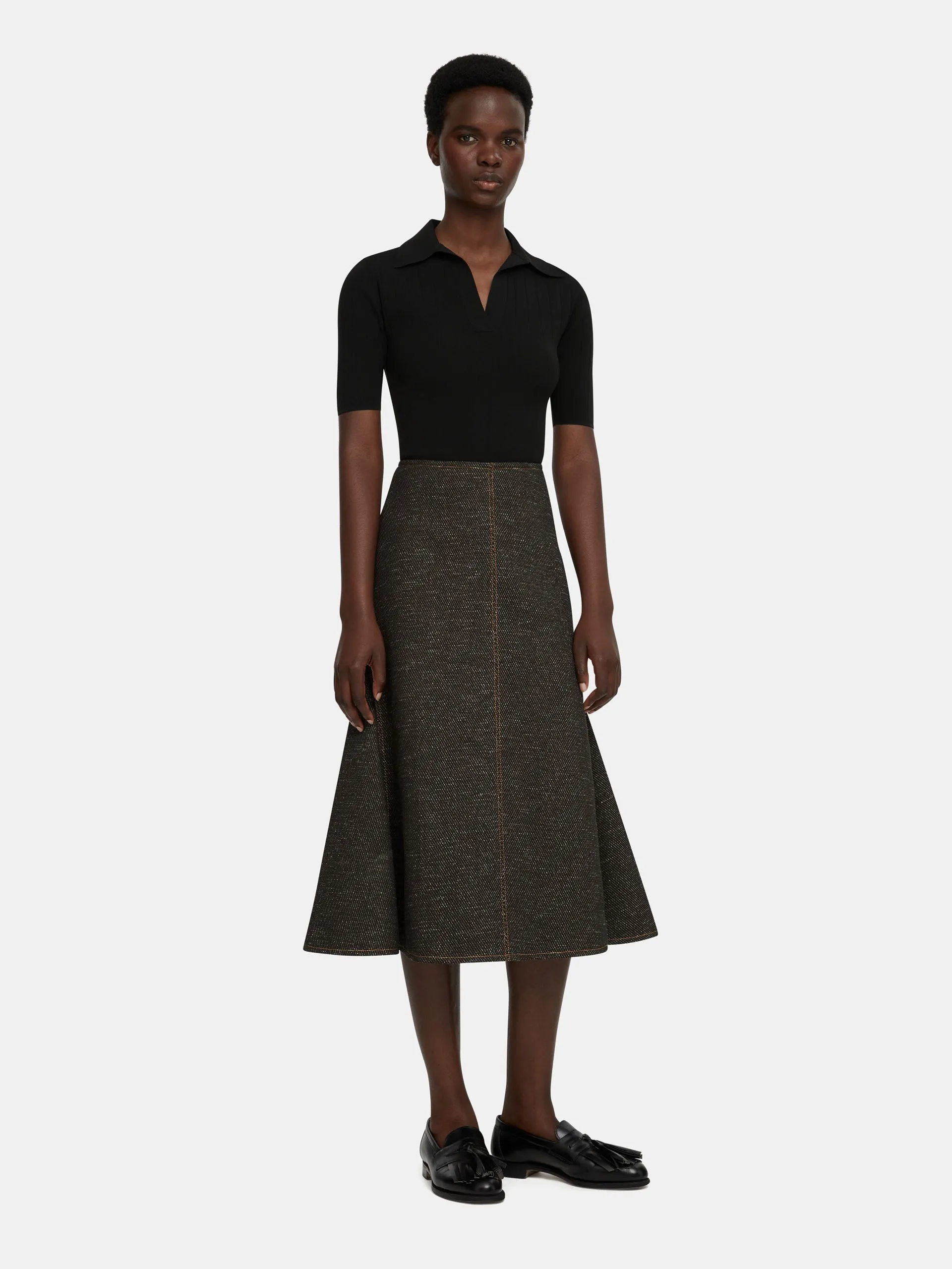 Black and brown Queenie denim skirt