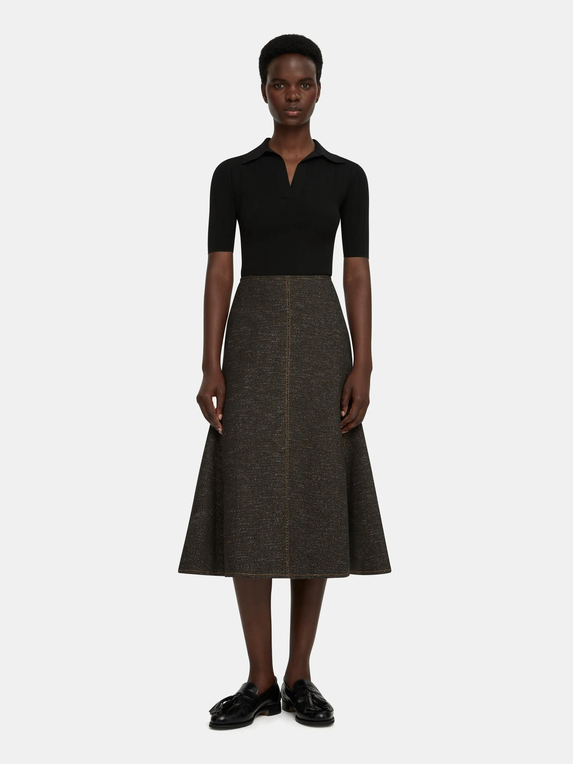 Black and brown Queenie denim skirt