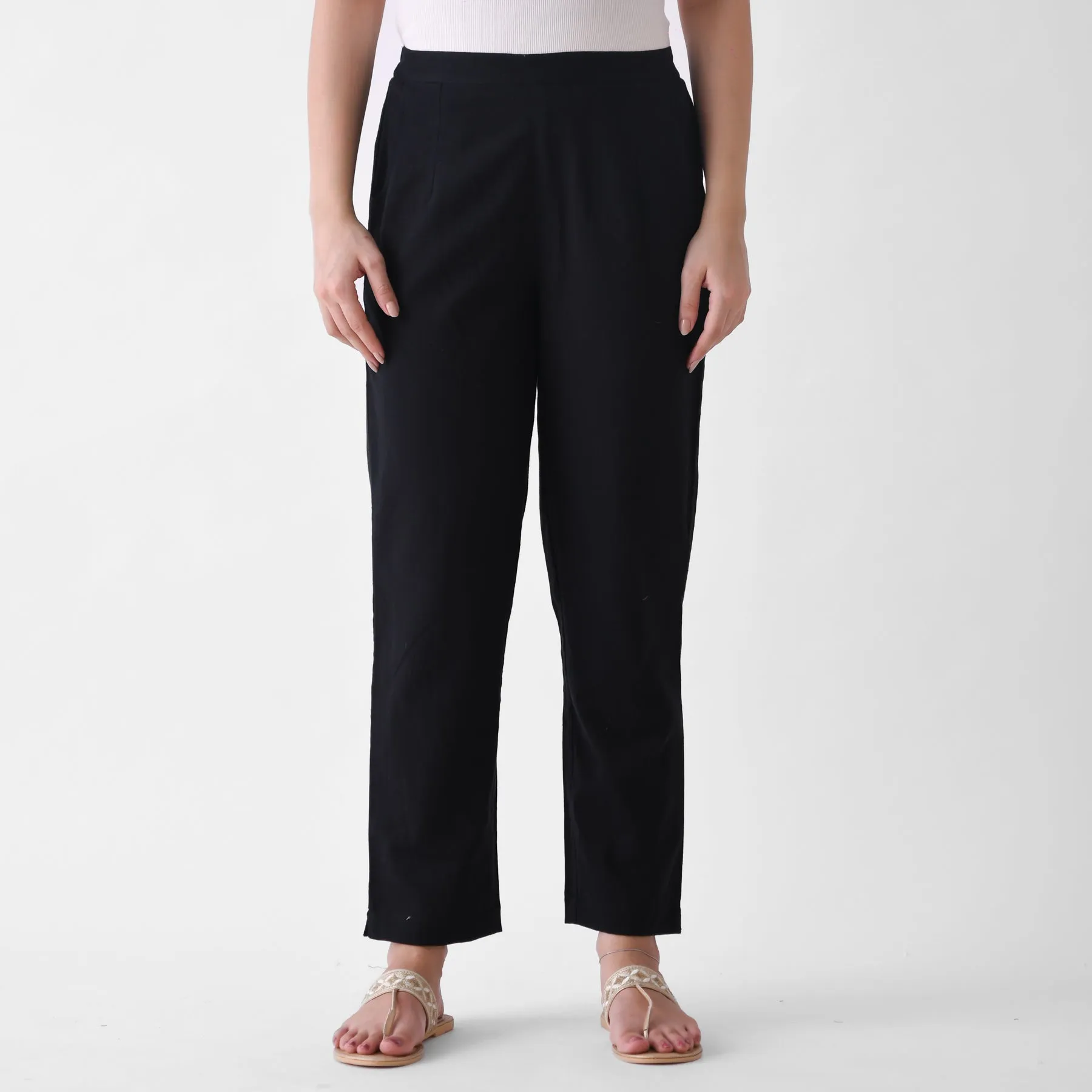 Black Cotton AMPM Pants