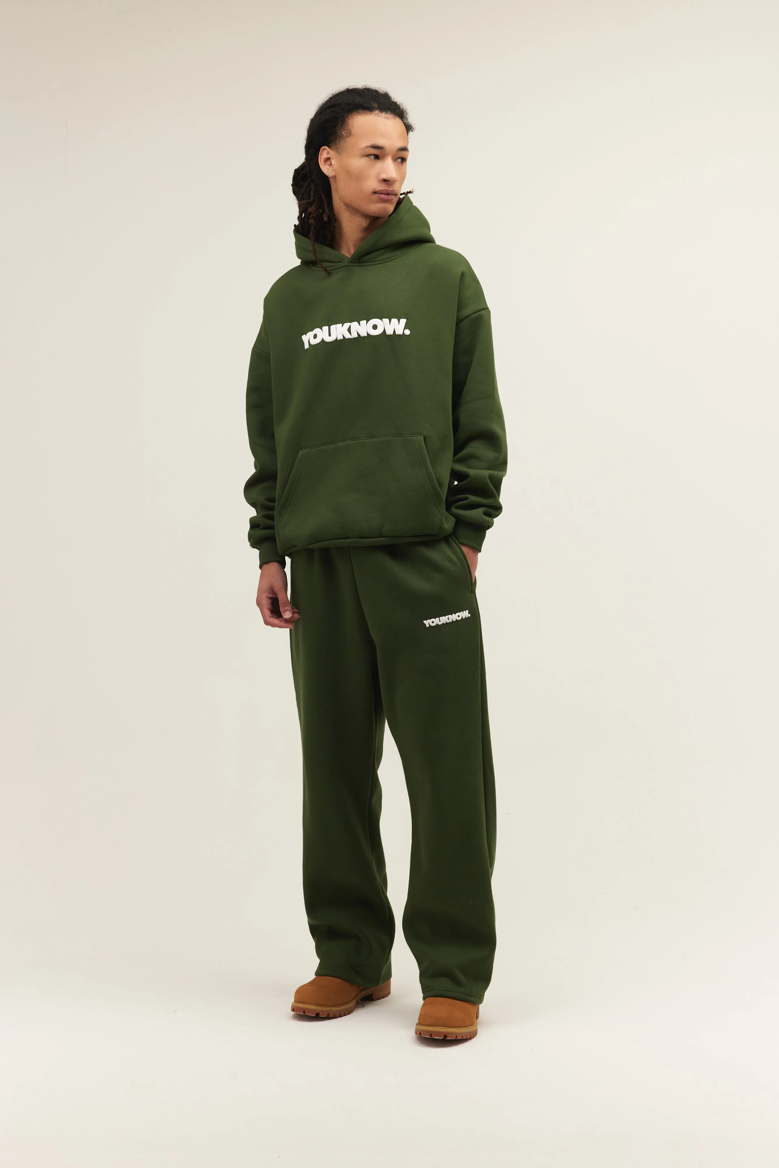 BLOCK WIDE-LEG SWEATPANTS | GREEN