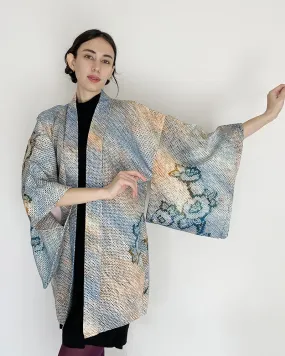 Blue Blossom Shibori Haori Kimono Jacket