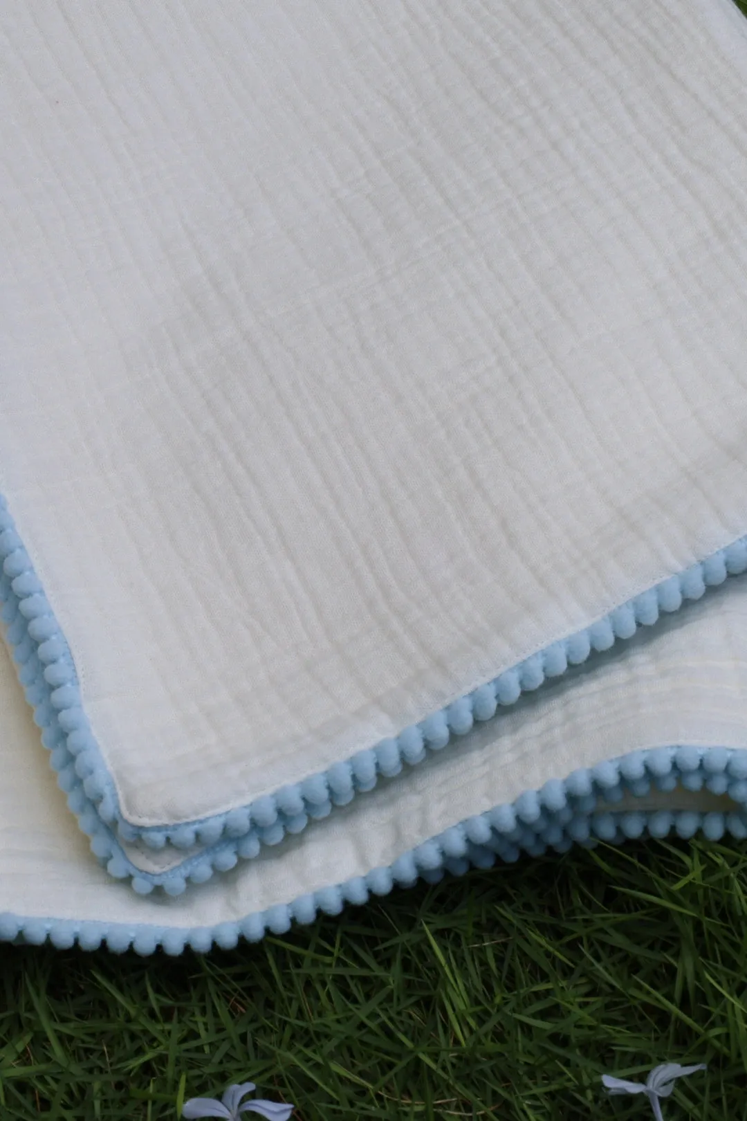 Blue-Crinkled Cotton Blankets-Newborn Towel