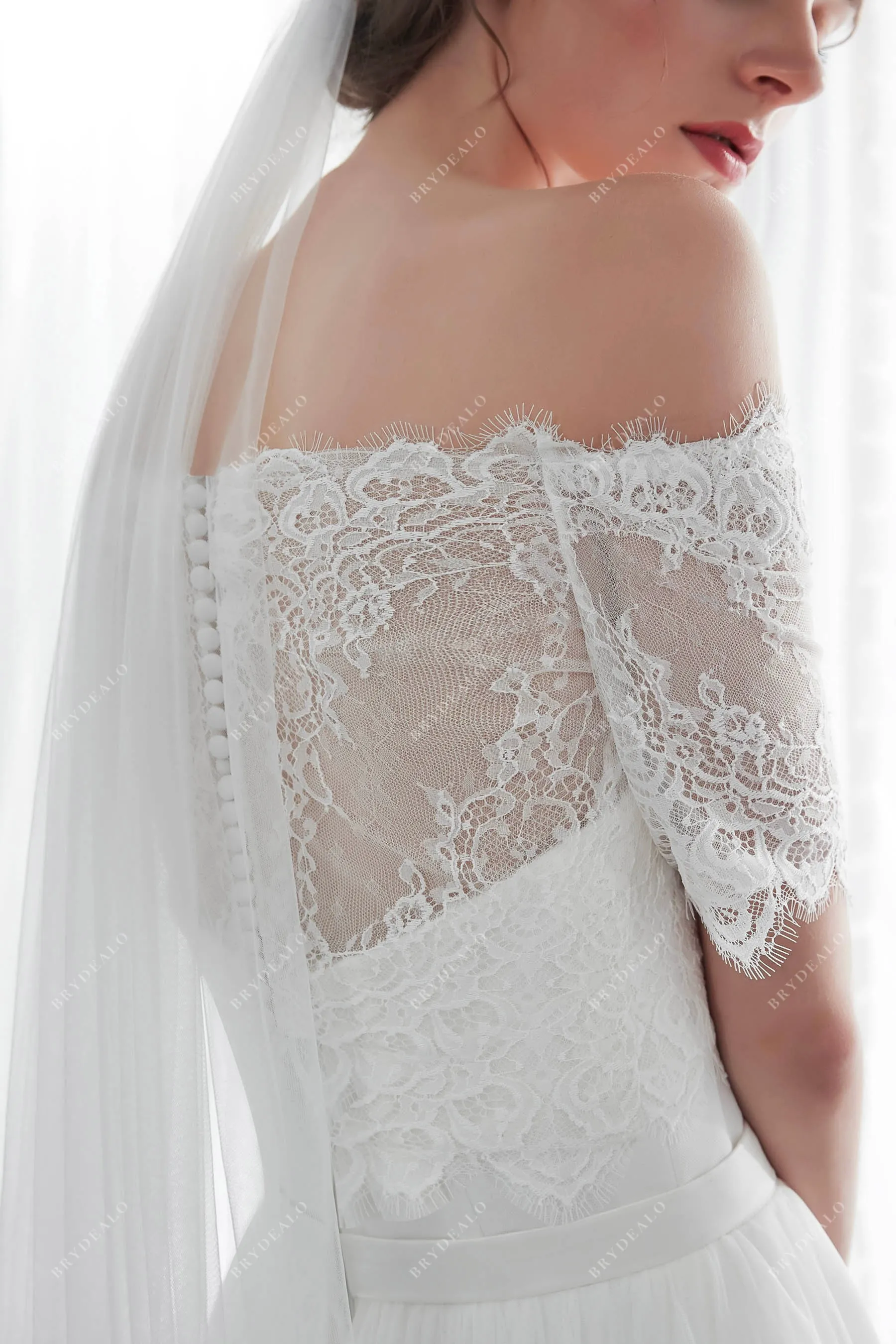 Boho Lace Bolero Summer A-line Strapless Net Bridal Gown