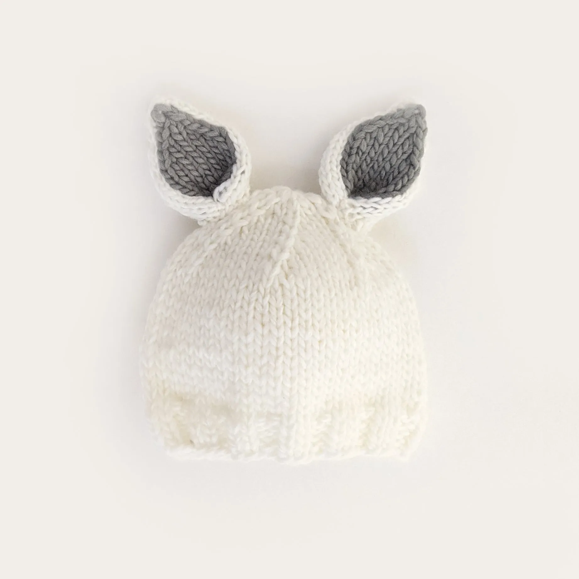 Bunny Ears White with Grey Beanie Hat