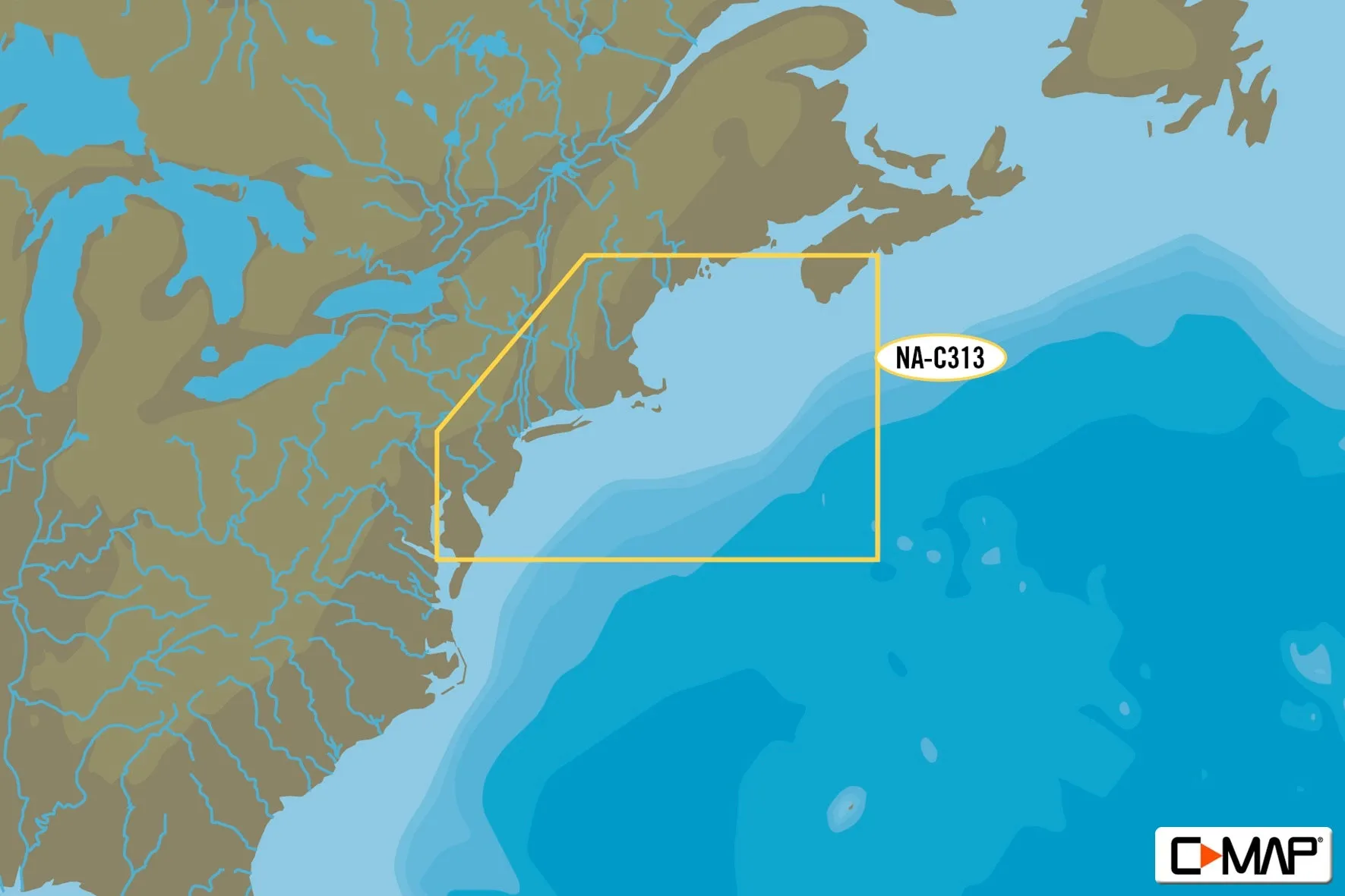 C-MAP NA-C313 Muscongus Bay To Cape May Bathymetric