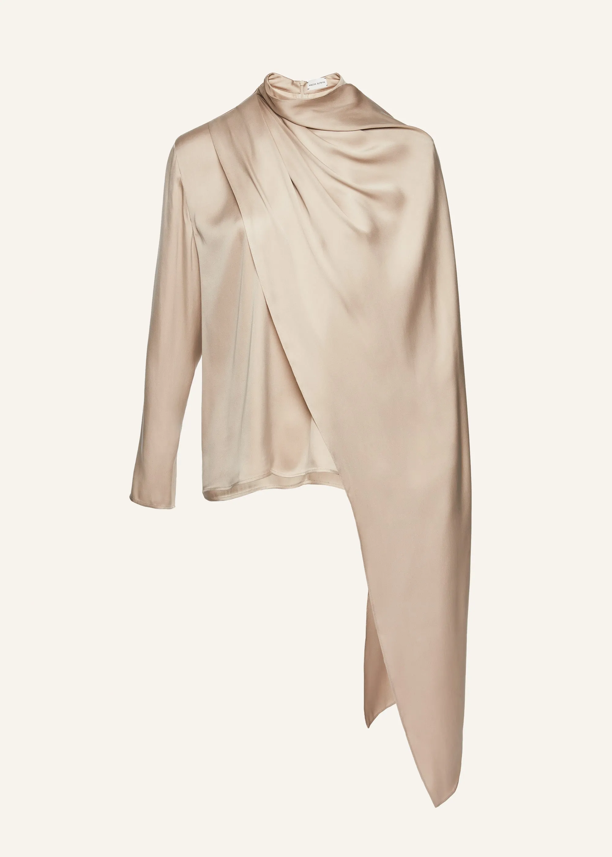 Cape-effect silk blouse in beige