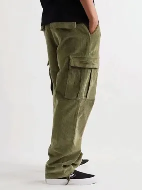 Casual Flap Pocket Corduroy Pants