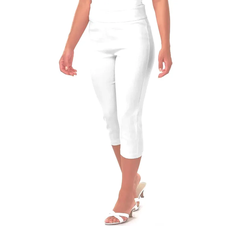 Charlie Paige, Slimming White Capri Pants, White Extra Large