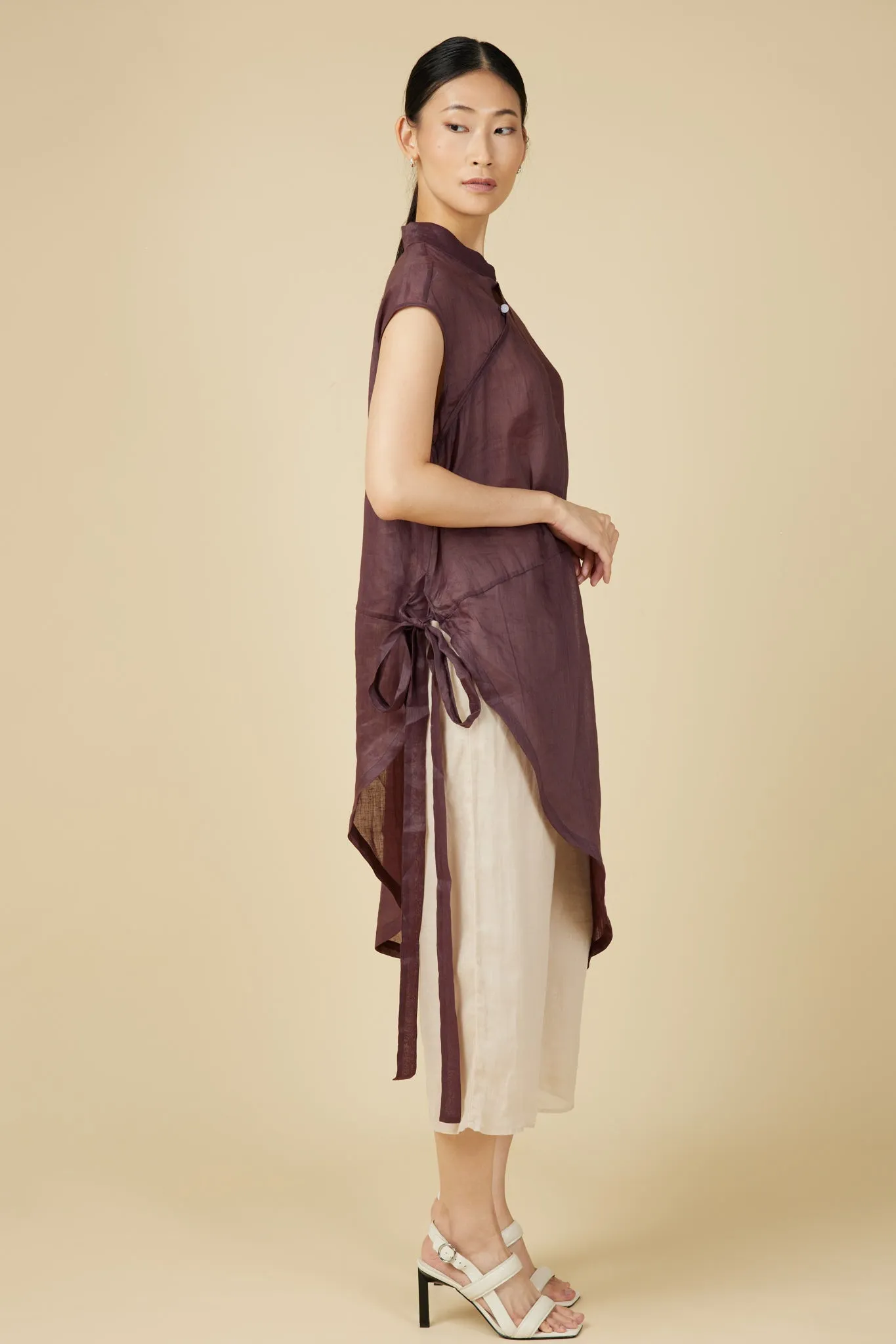 Cheongsam Cocoon Dress in Brown